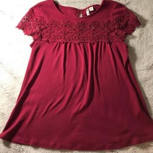 Red/Maroon Lace detailed shirt Size XS